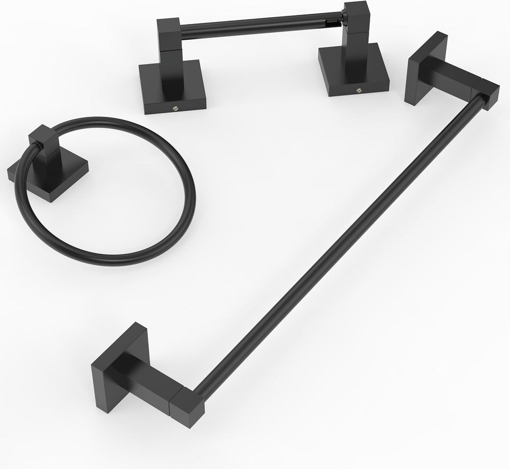 RUACQ Bathroom Accessories, 3-Piece Bathroom Hardware Set, Matte Black