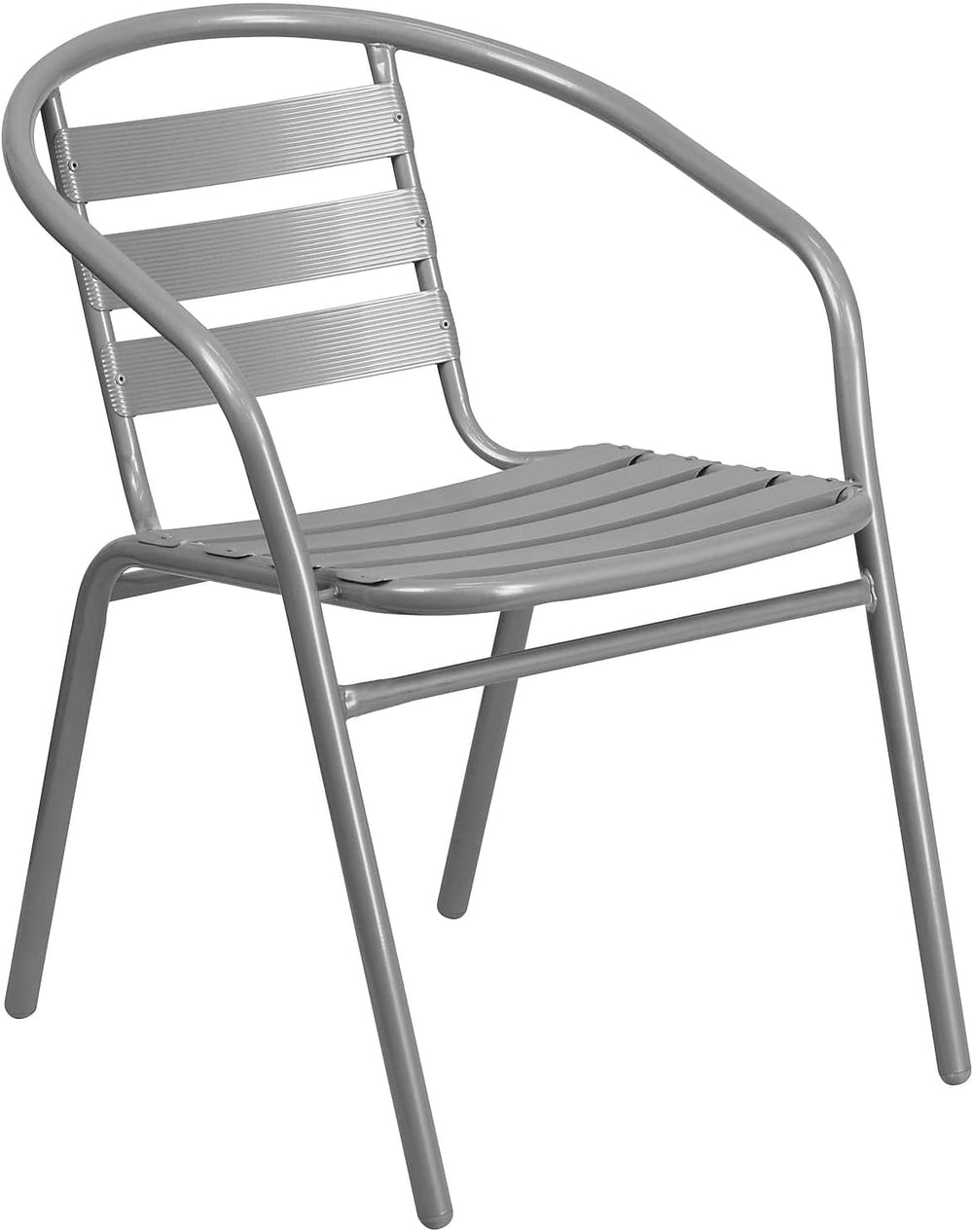 Flash Furniture Lila Silver Metal Restaurant Stack Chair with Aluminum Slats
