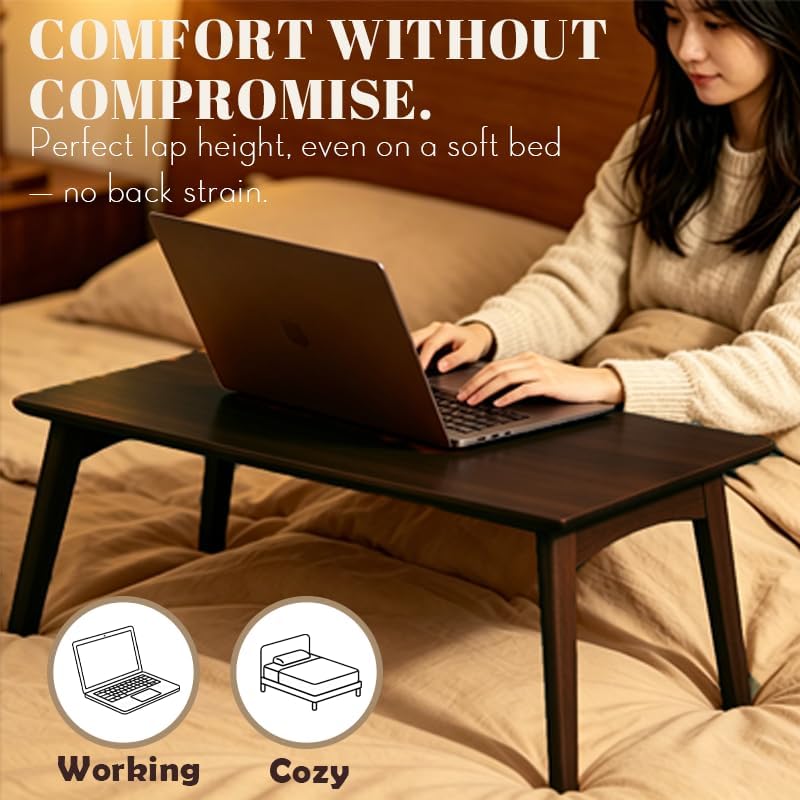 Bamboo Folding Coffee Table, Japanese Low Desk, No Assembly Portable Furnitur...