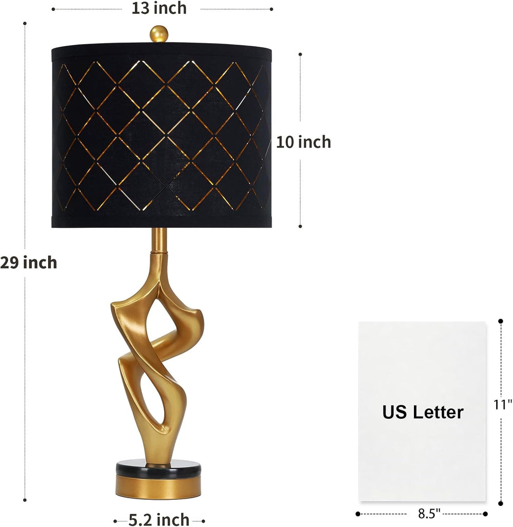 Ruzectt 29" Tall Black and Gold Table Lamps Set of 2 for Living Room, 3 ...