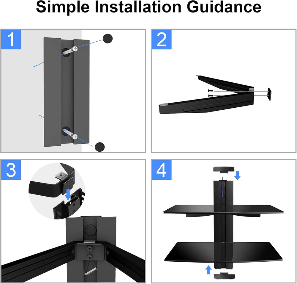 Suptek Glass Floating Shelves, TV Wall Mount with Shelf for DVD Player / PS4 ...