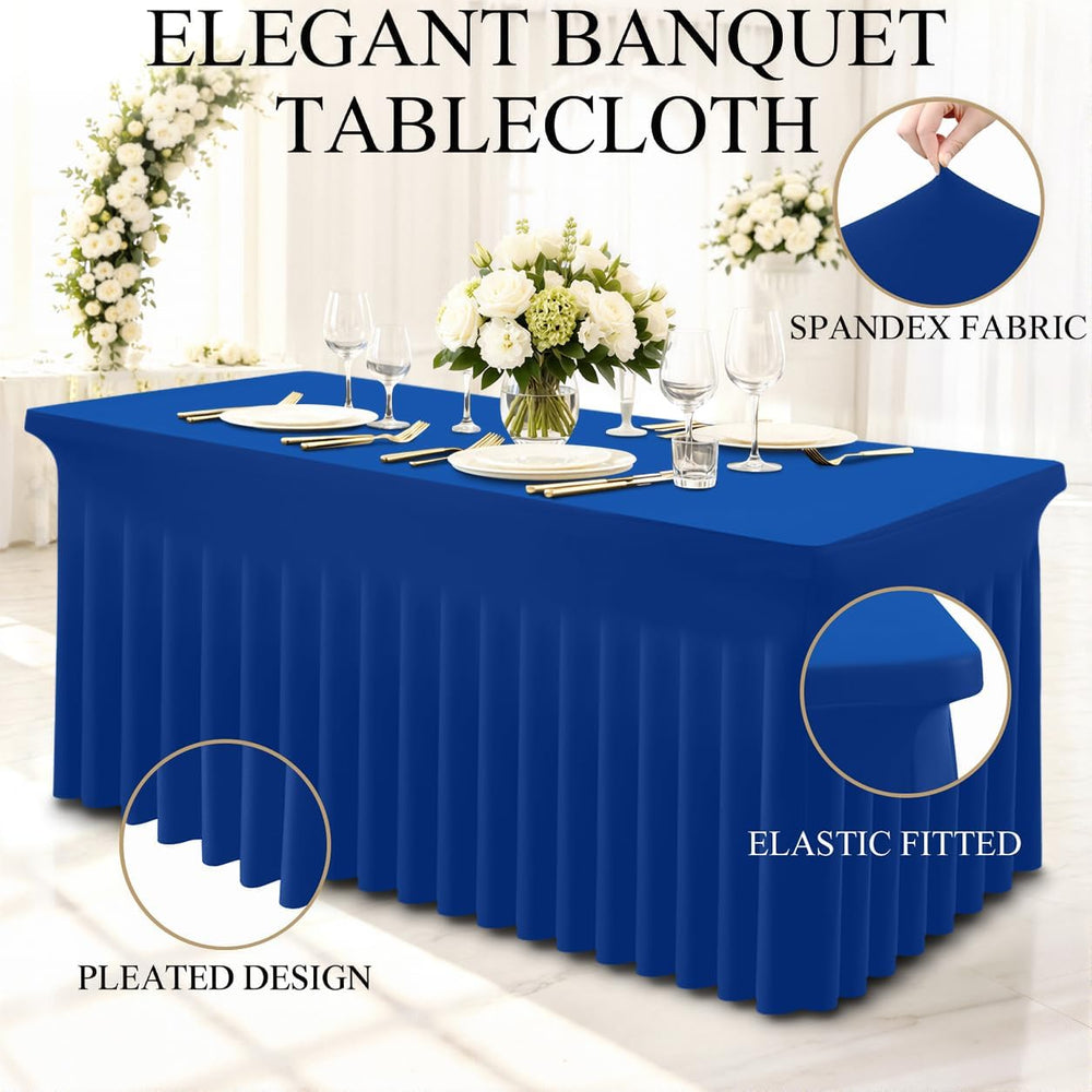 Moosfor 2 Pack Spandex Fitted 6FT Rectangle Tablecloth, Elastic Table Skirt