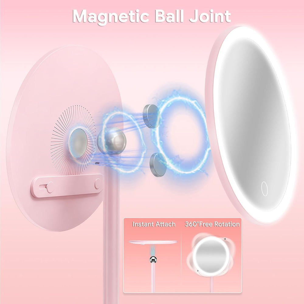8″ Lighted Makeup Mirror, 4-in-1 Magnetic Detachable Vanity Mirror