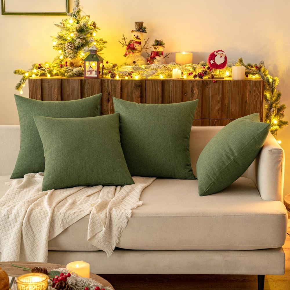 MIULEE Decorative Outdoor Pillow Covers Christmas Euro 26x26 Dark Green