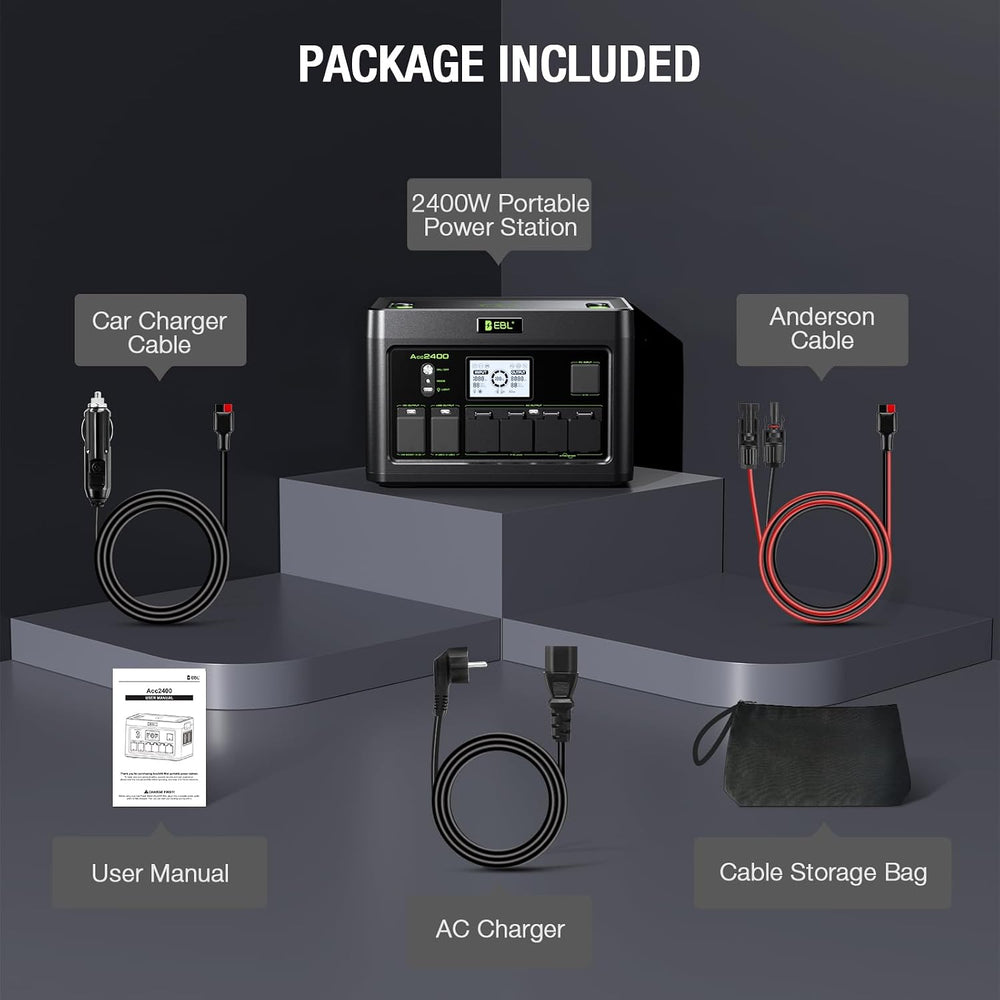 EBL 2400W Portable Power Station LiFePO4 Battery for Home Use