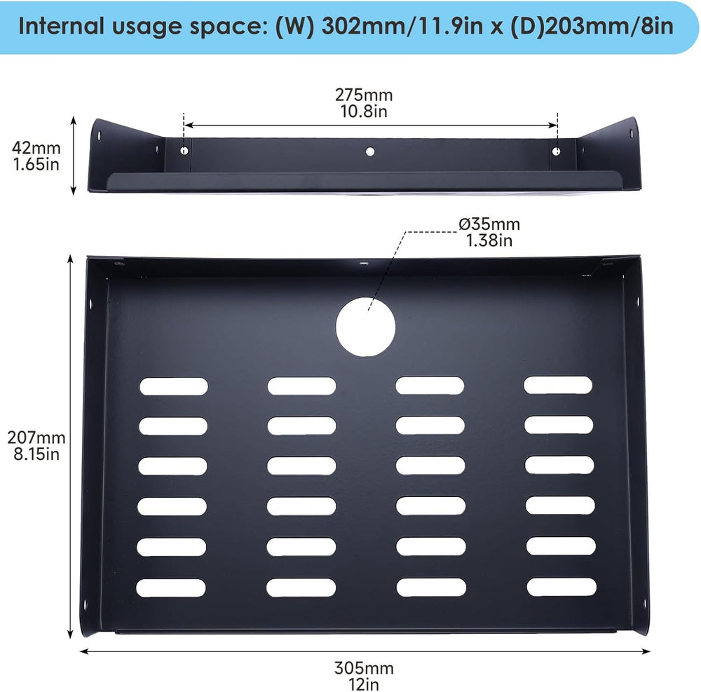 Metal Floating Shelf 12" x 8" Modern Wall Mounted Shelf for TV Comp...