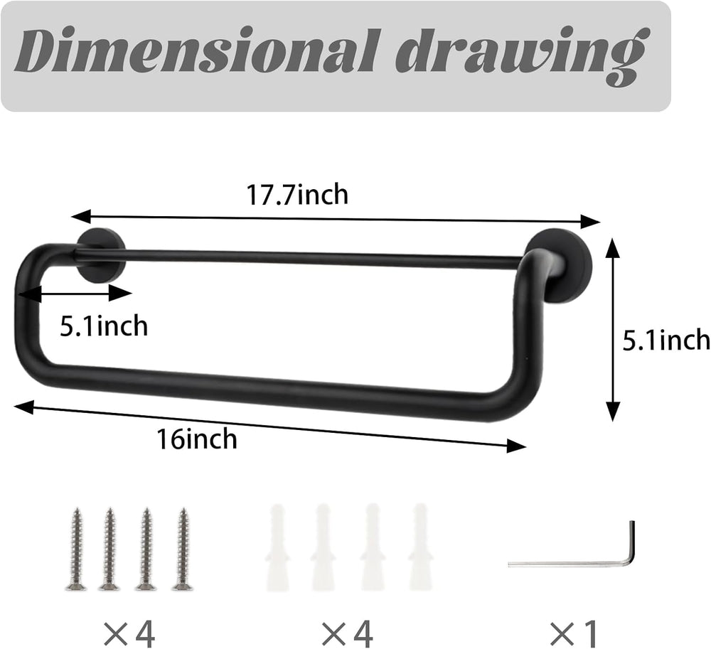 Double Towel Bar, 16 Inch, Matte Black