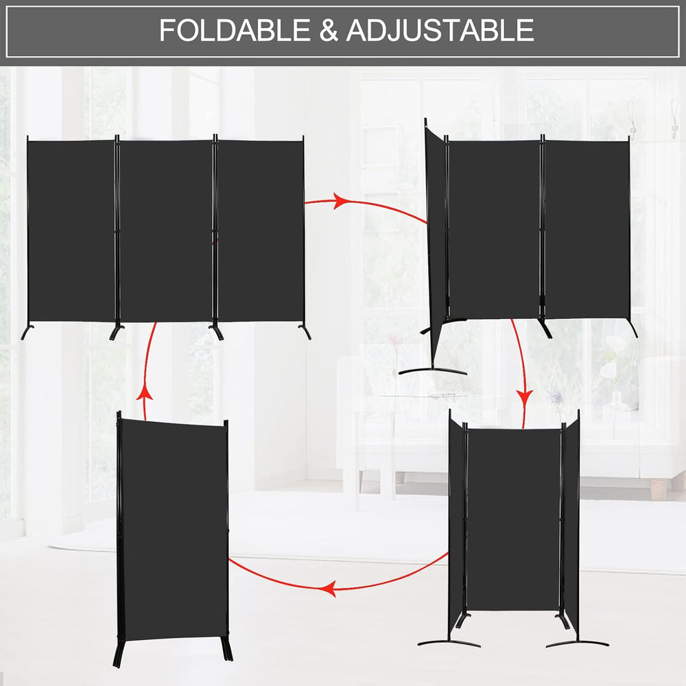MAYOLIAH Partition Room Dividers 3 Panel Folding Privacy Screens 6 Ft Tall
