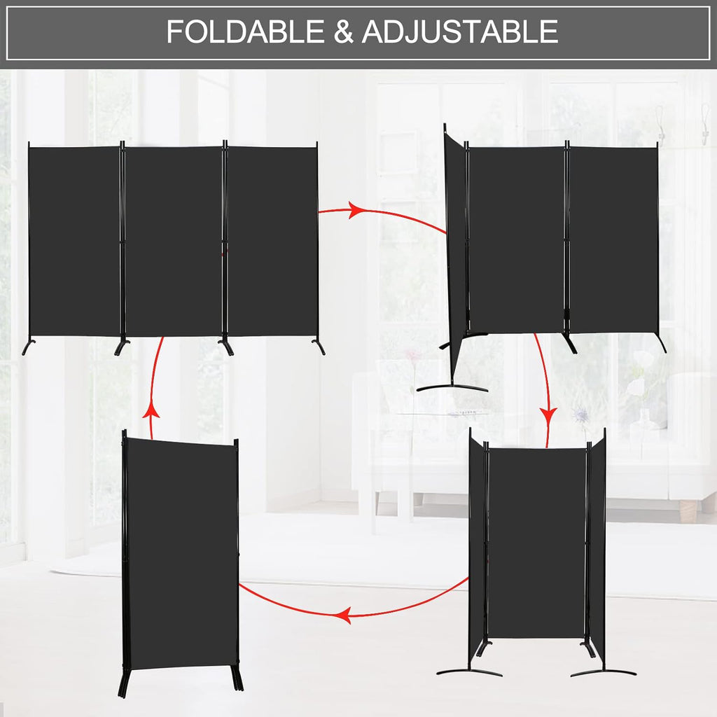 MAYOLIAH Partition Room Dividers 3 Panel Folding Privacy Screens 6 Ft Tall