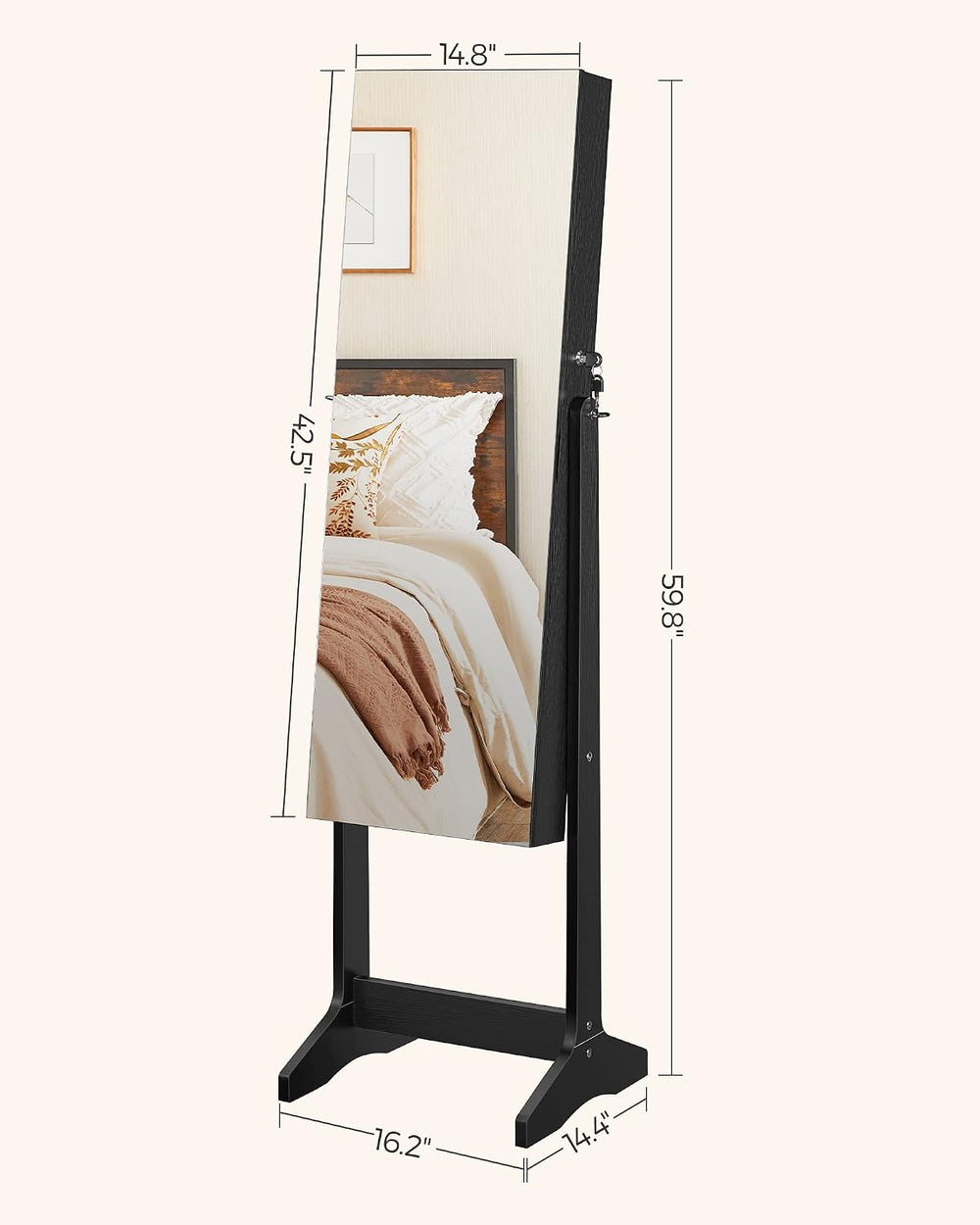 SONGMICS LED Jewelry Cabinet Standing, Lockable Armoire