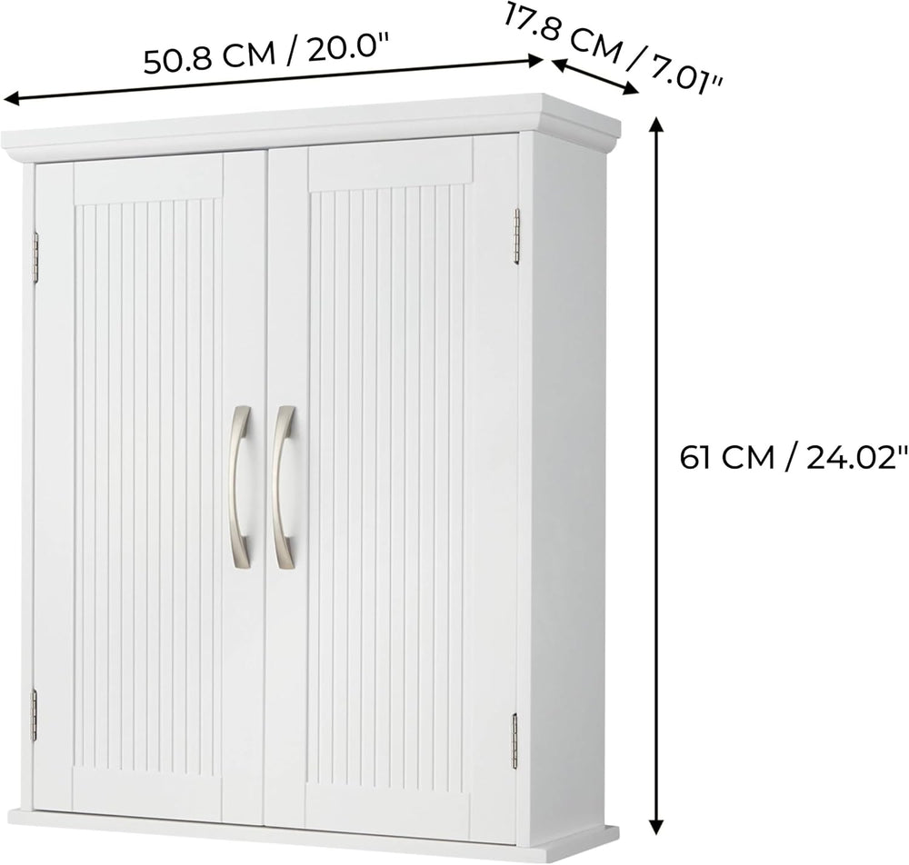 Teamson Home Newport Removable Wall Cabinet with Double Doors- White