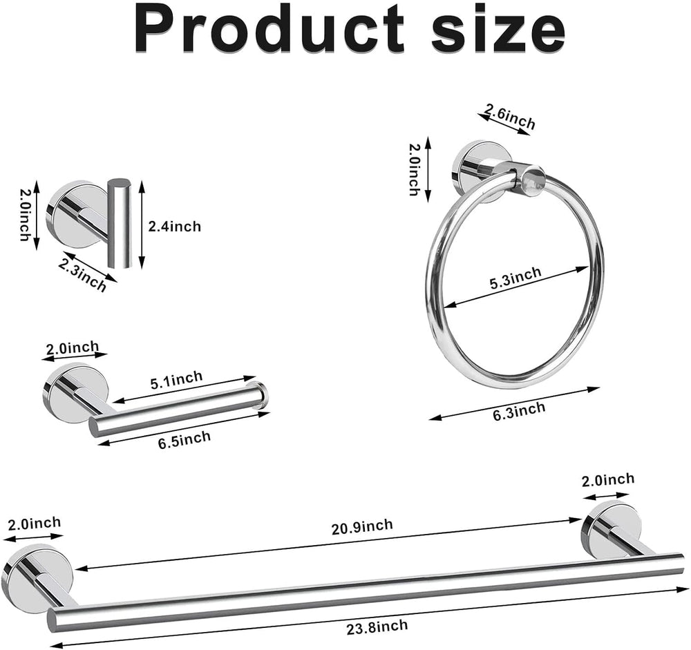 Cilee 10 Piece Chrome Bathroom Hardware Set, 24 16 inch Towel Bar Set