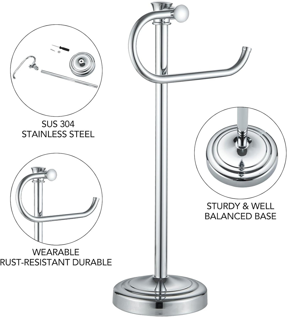 BESy Stand Hand Towel Holder, Countertop Towel Bar, Polished Chrome