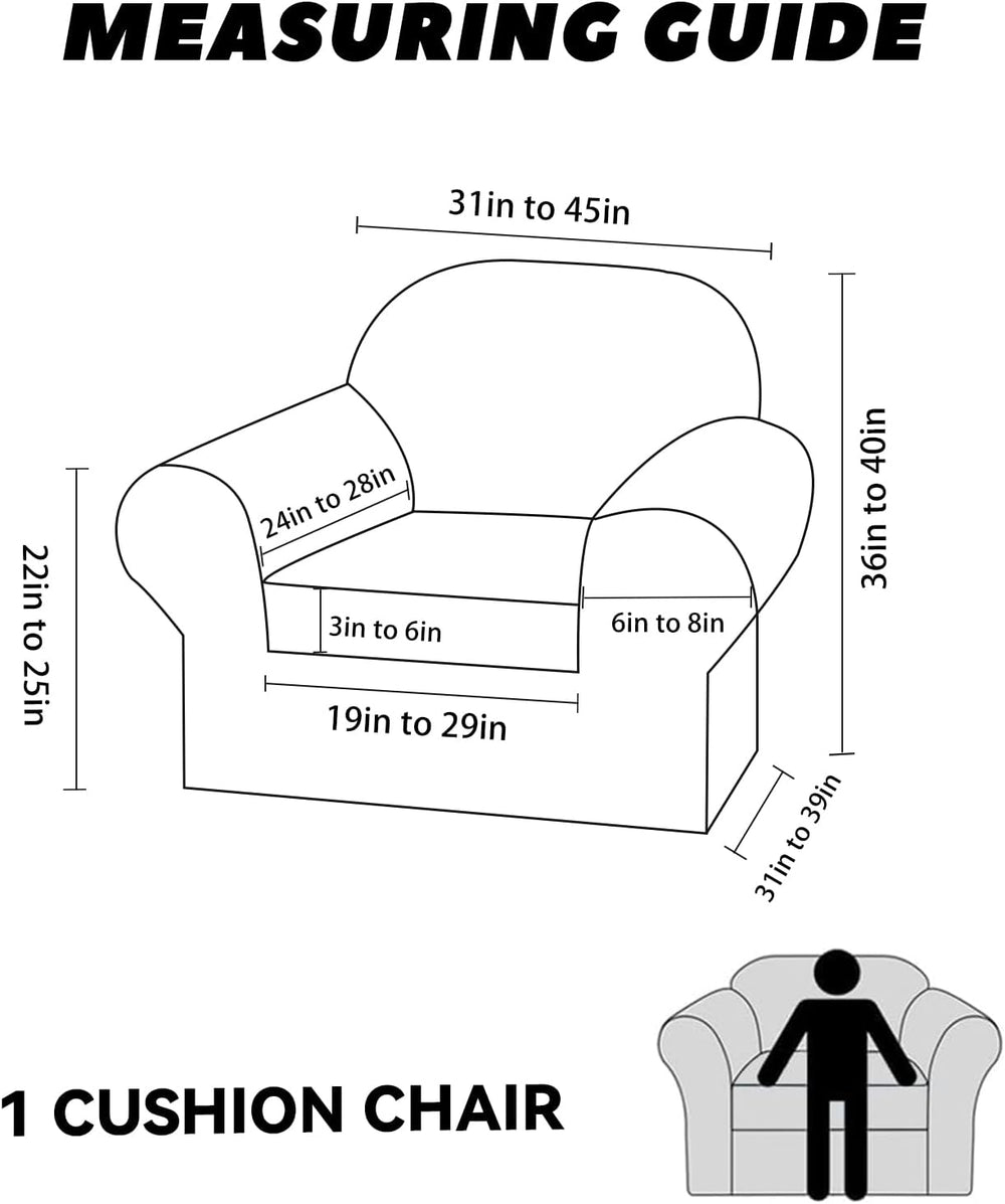 Chair Slipcover with Armrest Pockets 2-Piece Set, Stretch Faux Leather Chair ...