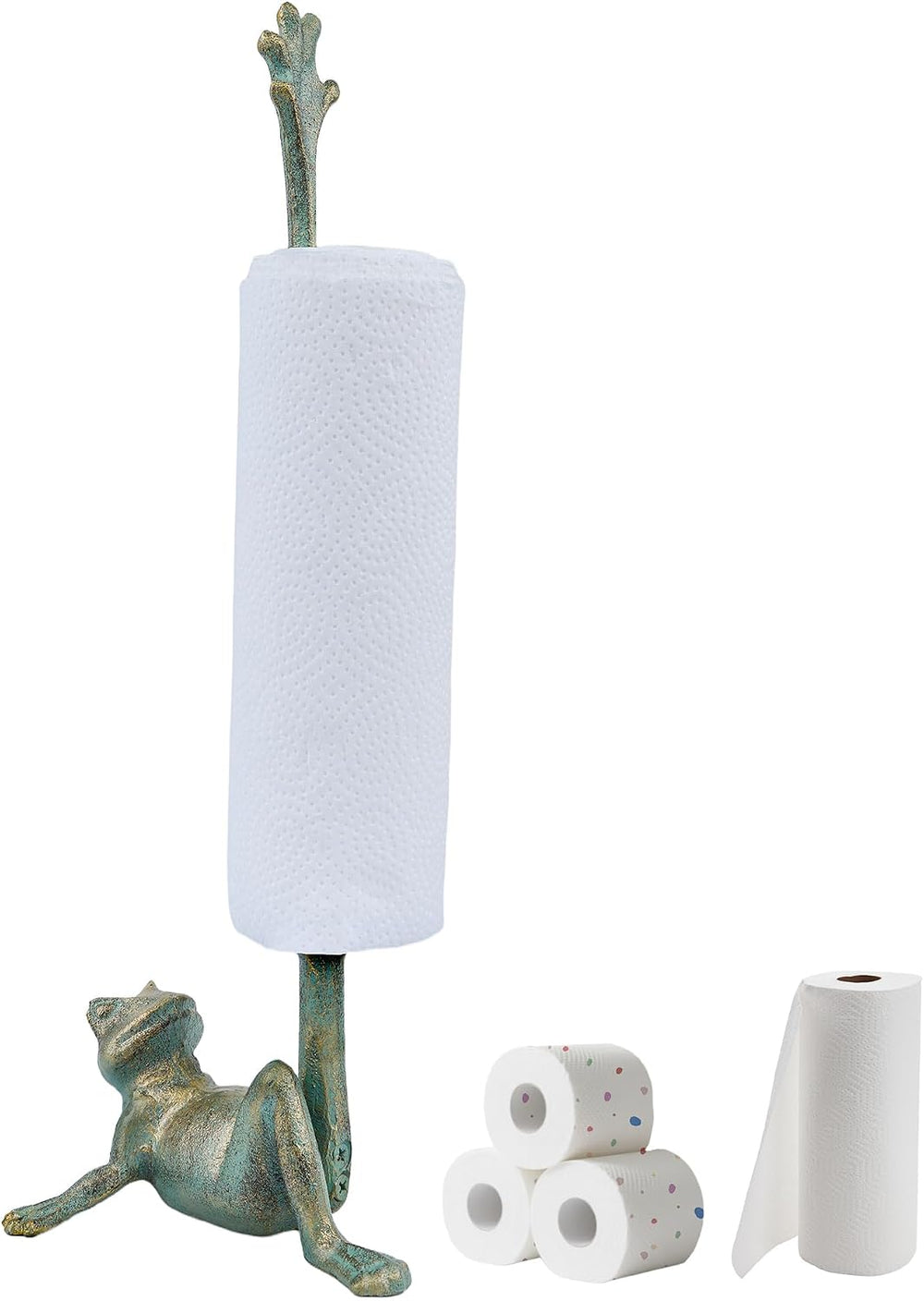 16.5" Golden-Green Frog Paper Towel Holder for Bathroom & Kitchen - ...