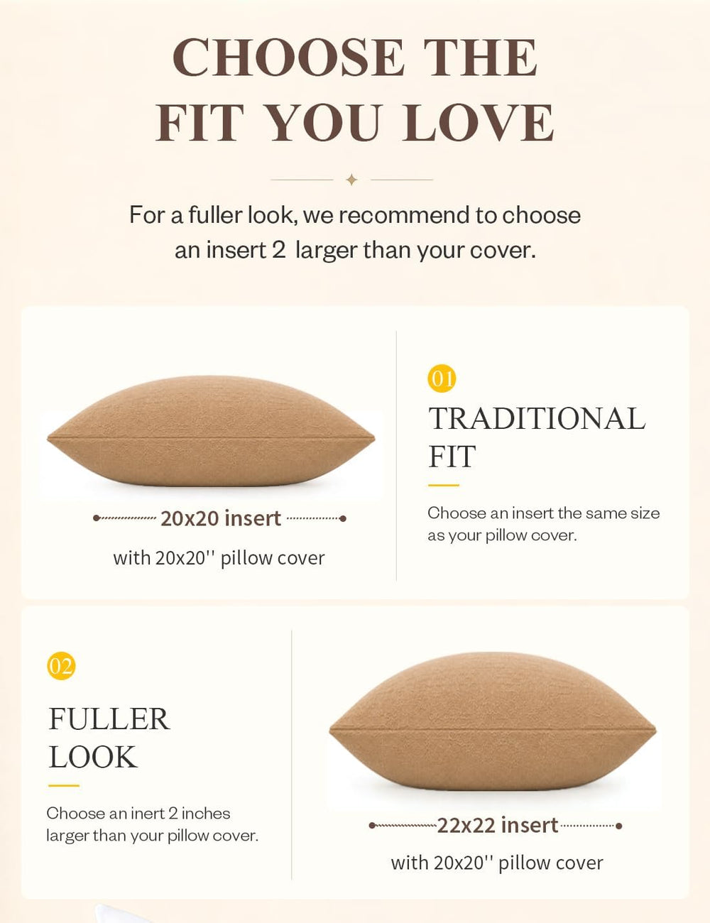Soft Feather Throw Pillow Inserts, 18 x 18 Inches, Set of 2