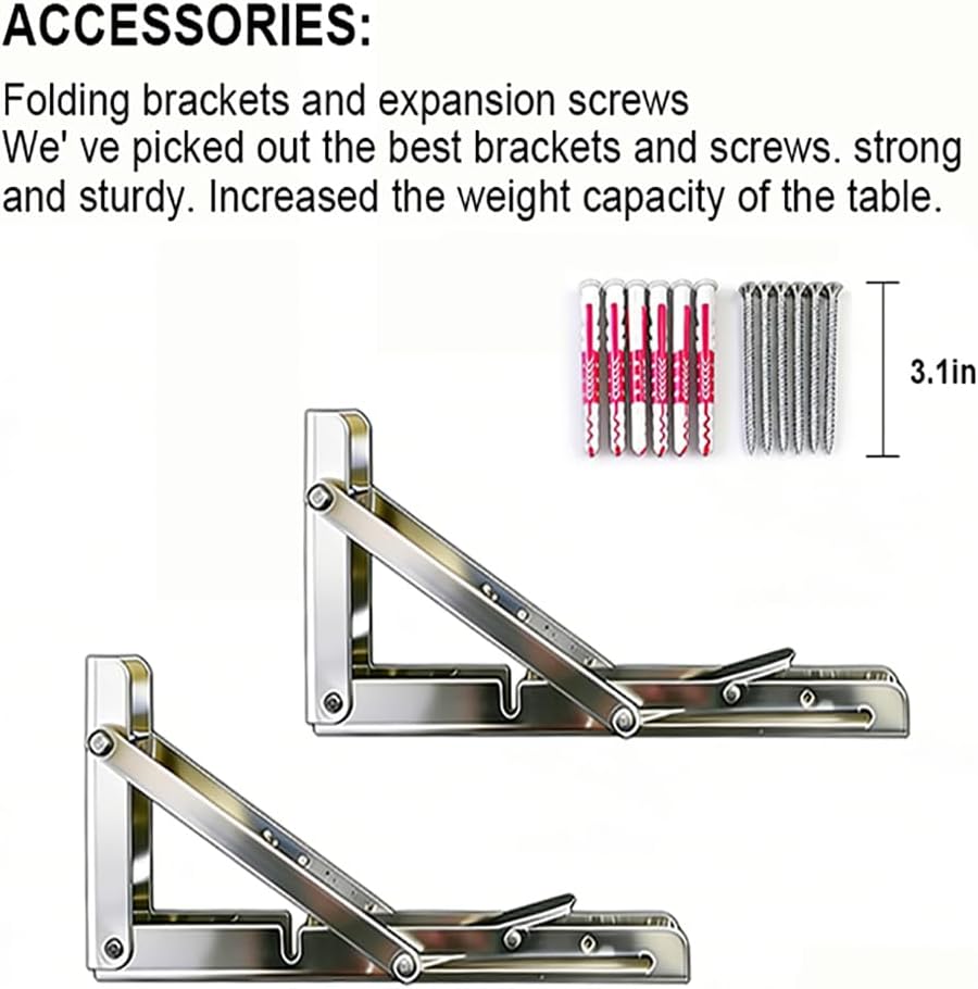 Wall Mounted Folding Table,White Floating Desk for Small Spaces,Stainless Ste...