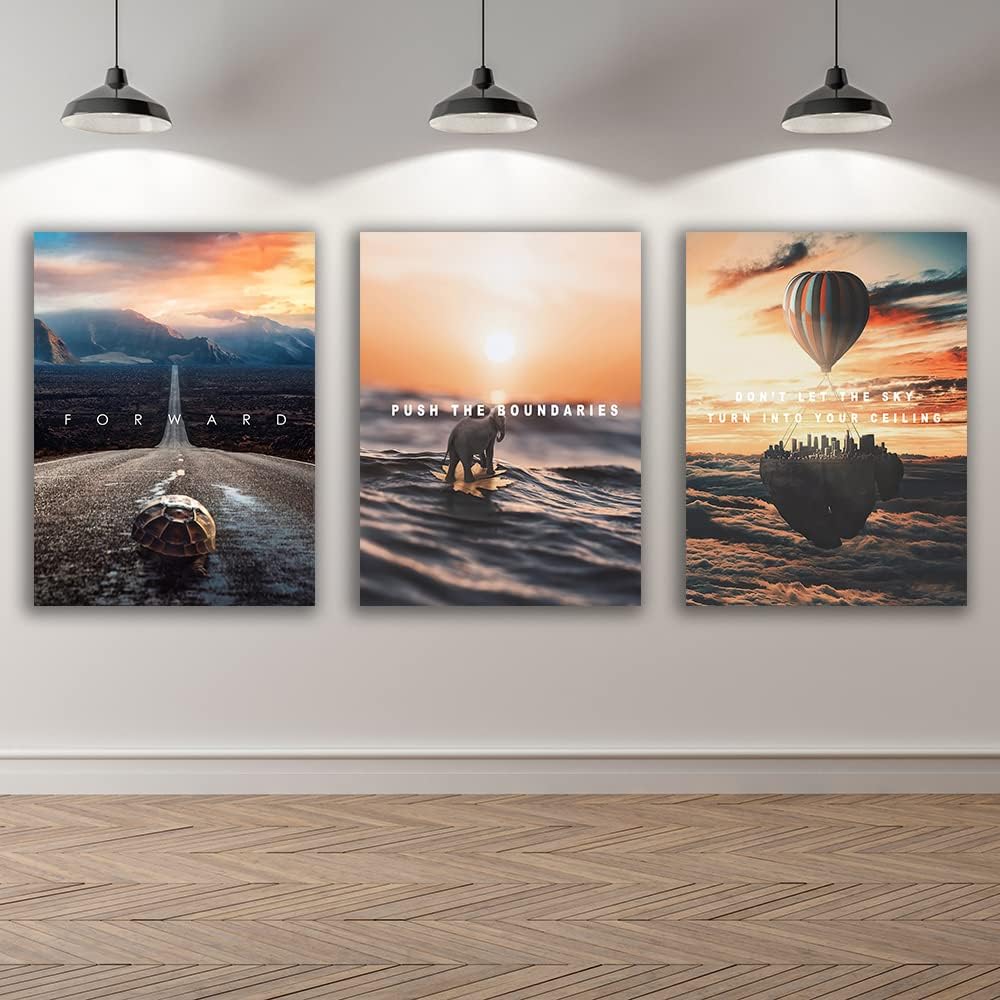 Motivational Wall Decor Poster Inspirational Wall Art 3 Pieces Canvas Wall Pa...