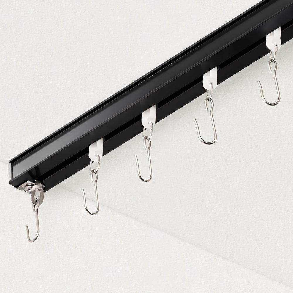 FELIDESIGN Ceiling Curtain Track, Room Divider Rail Set, Black, 3ft-6ft