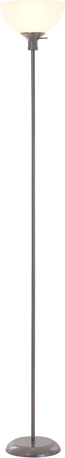 Catalina Lighting Traditional 3-Way Metal Torchiere Floor Lamp with White Pla...
