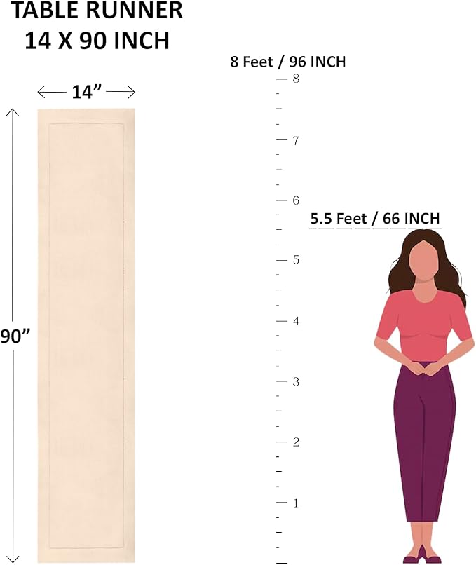 Solino Home Cotton Linen Red Table Runner 90 Inches Long - Hemstitch 14 x 90 ...