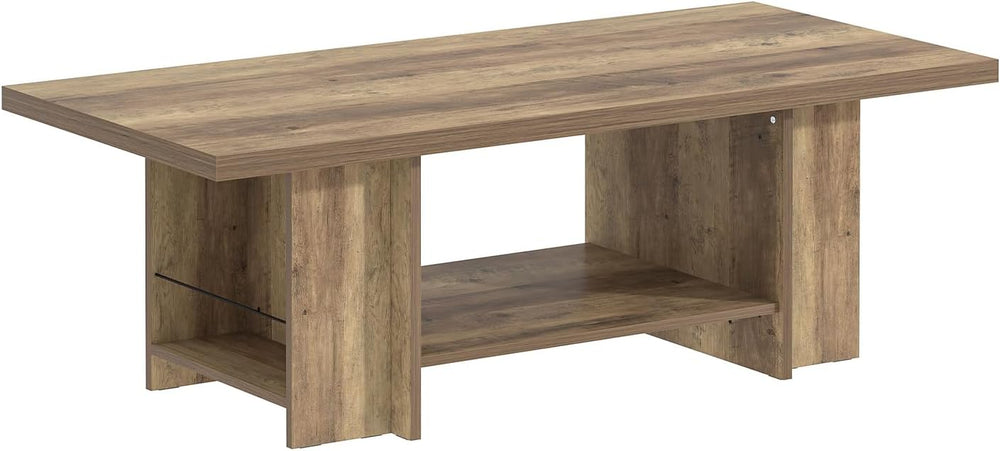 FOLUBAN Wood Coffee Table, Modern Center Table for Living Room with Bottom St...