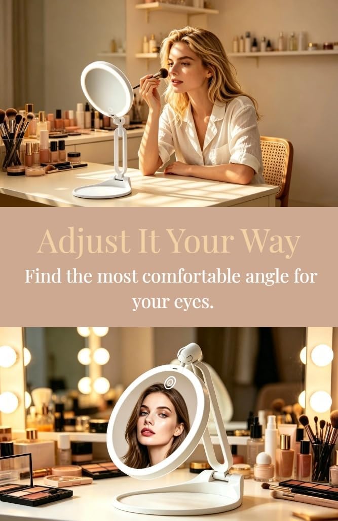 Travel Mirror with Light Makeup 1X/20X Magnifying Lighted Mirrors