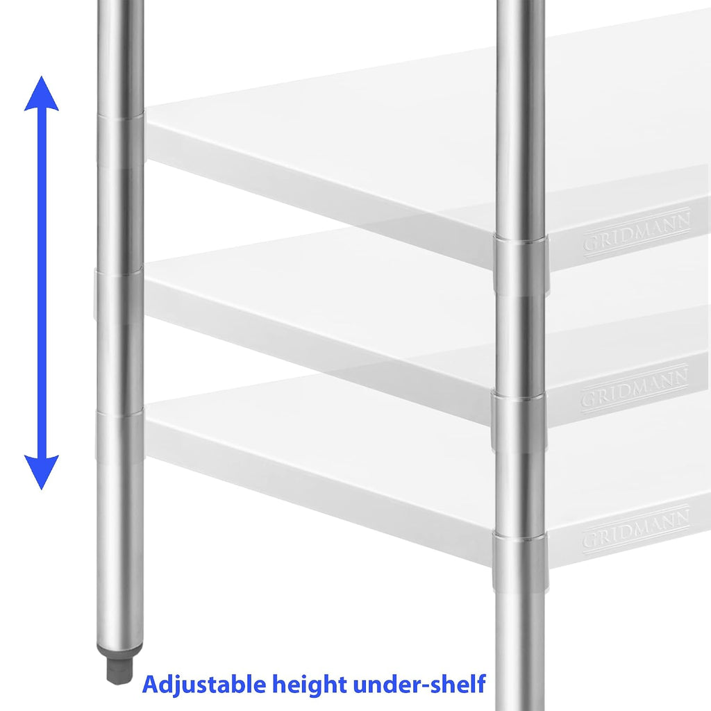GRIDMANN NSF Stainless Steel Work & Prep Table 36 x 24 Inches with Caster Wheels and Under Shelf for Restaurant, Home, Hotel