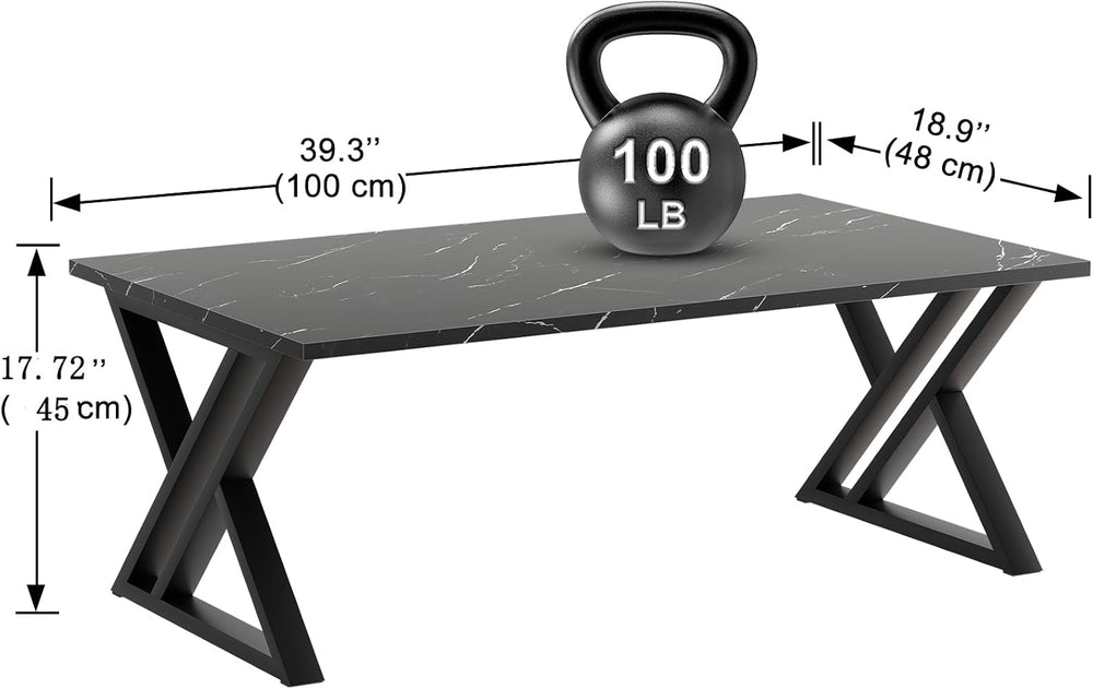 Wolawu Coffee Table Living Room Tables Black Coffee Tables for Home Office