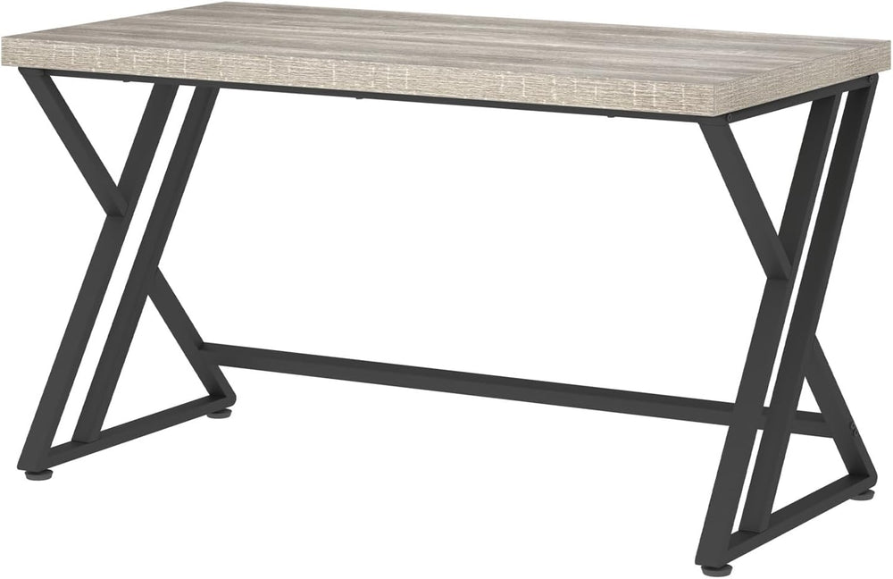 LVB 55 Inch Grey Modern Computer Office Desk Metal & Wood Writing Desks