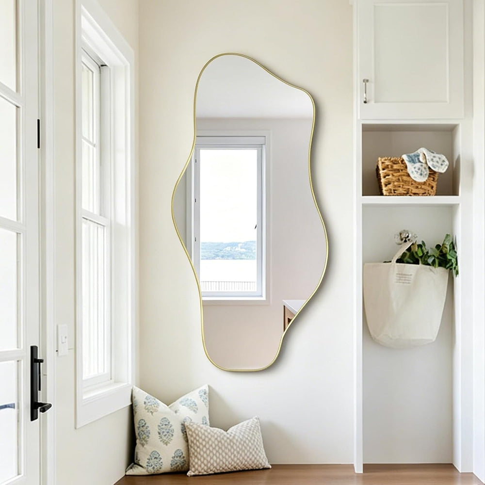 47"x24" Irregular Wall Mirror, Asymmetrical Frameless Mirror