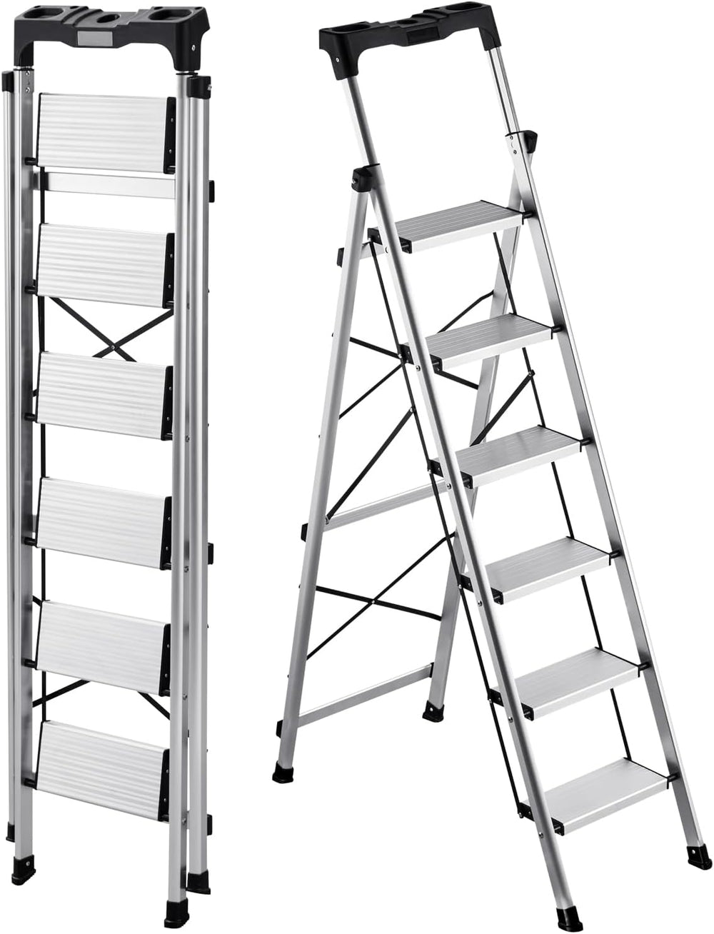 VEVOR 6 Step Ladder, Folding Step Stool with Wide Anti-Slip Pedal and Comfort...