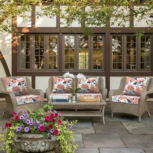 LVTXIII Outdoor Deep Seat Cushion 22"x22"x4" Patio Seat and Ba...