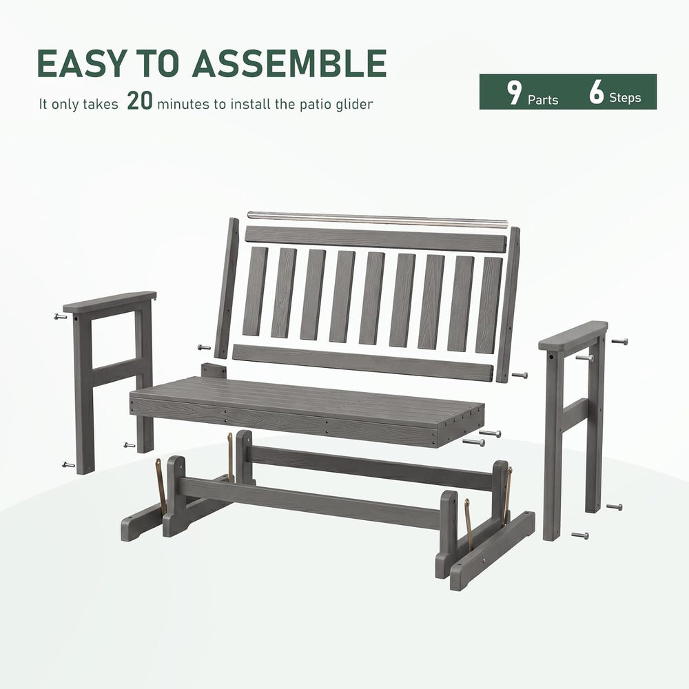 Furnimart Patio Glider Bench, HDPE All-Weather Outdoor Glider for 2-Person, H...