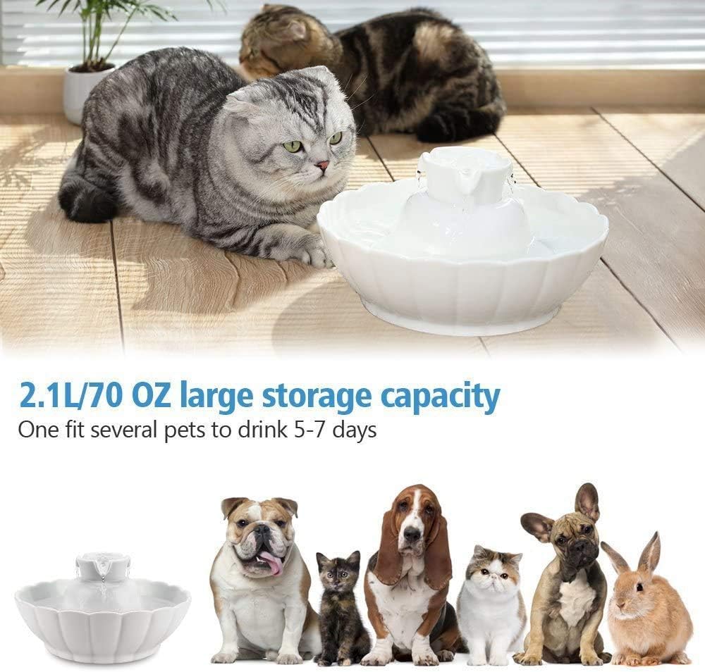 iPettie Tritone Ceramic Cat Water Fountain, Heavy-Duty Waterer for Pets