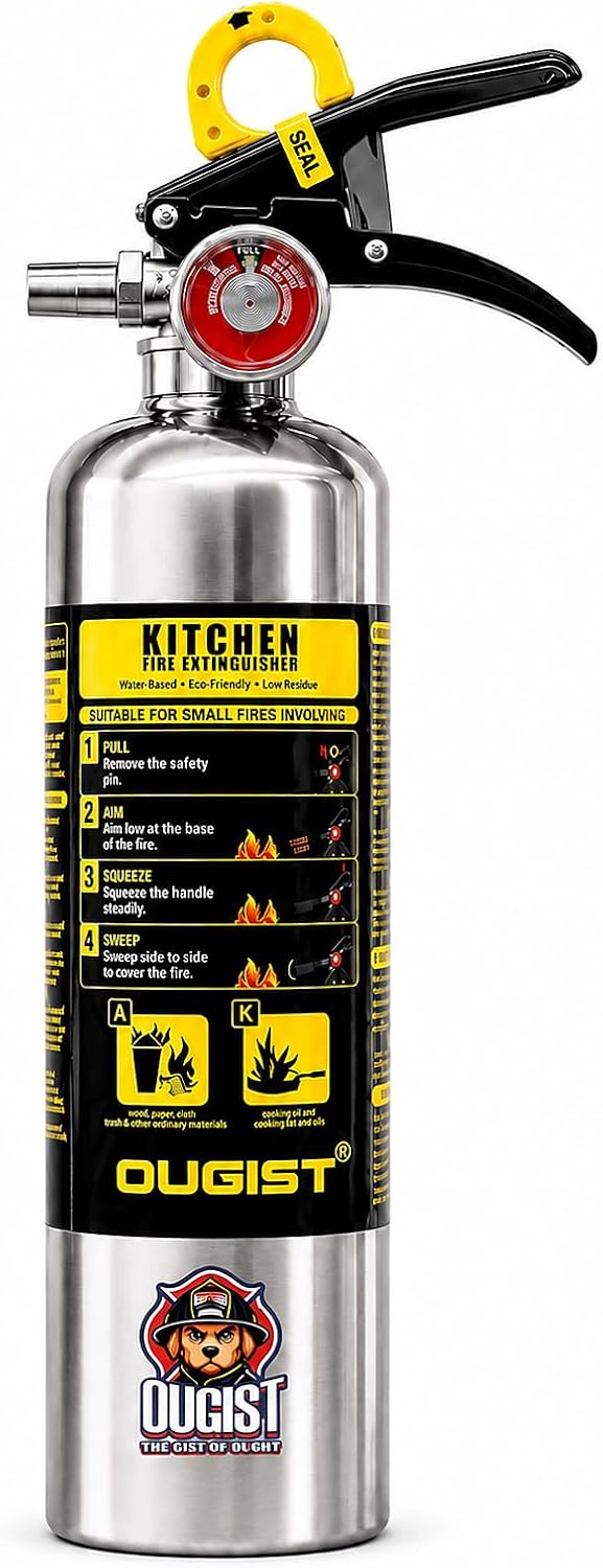 Ougist Class K Fire Extinguisher for Kitchen, 1-A:K, 34 Fl Oz Wet Chemical