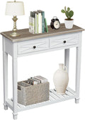 kinbor Narrow Console Table with Drawers, Small Entryway Table, White