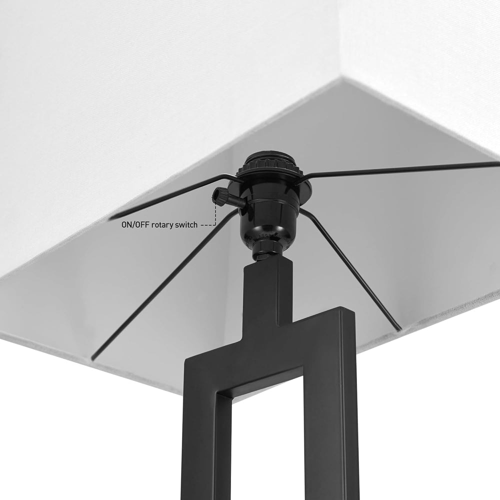 Globe Electric 58" Matte Black Floor Lamp with White Linen Shade