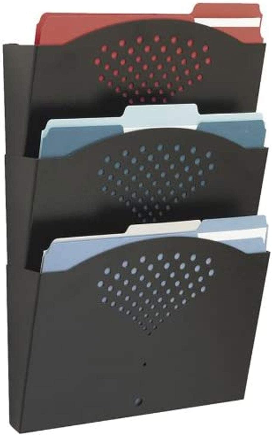 Safco Steel Three Pocket Letter Size Flush Mount Wall Rack 3172BL, Black Powd...