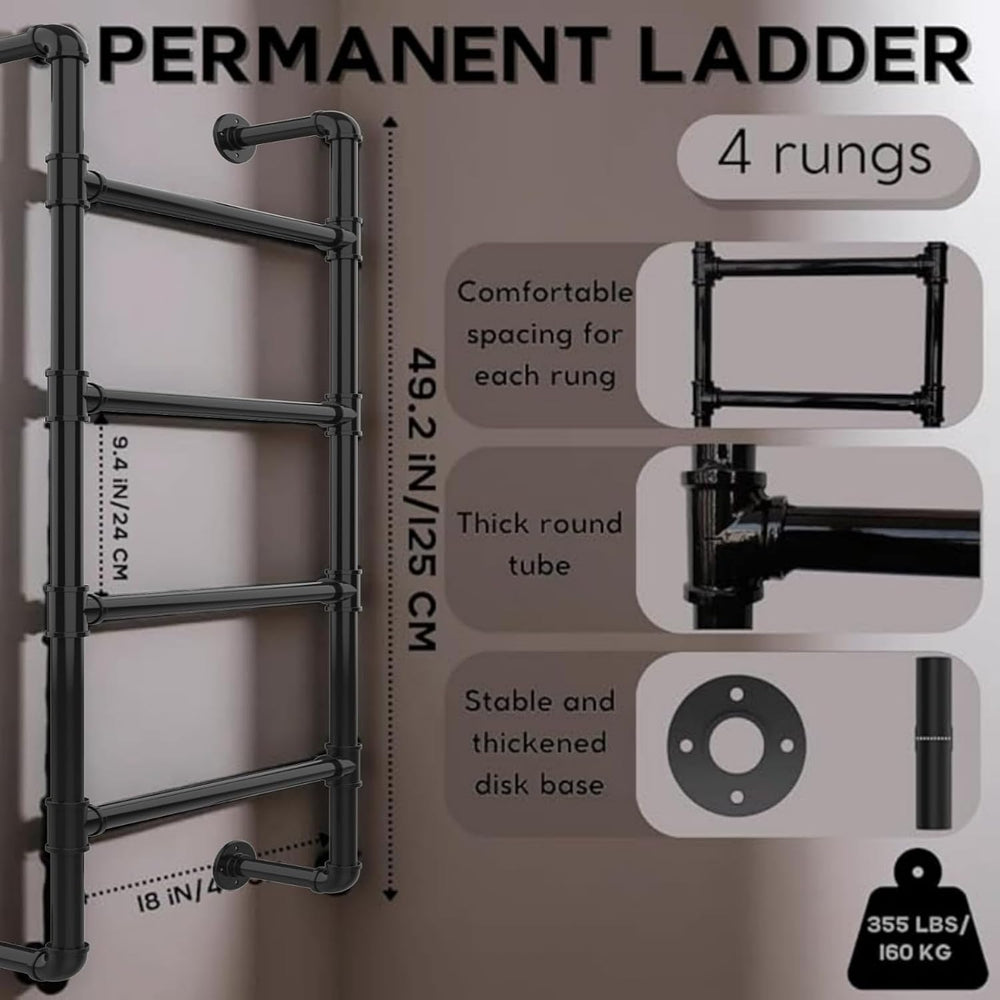 2-Step Wall-Mounted Ladder/Integrated 2-Rung Ladder Window Well Egress - Perm...