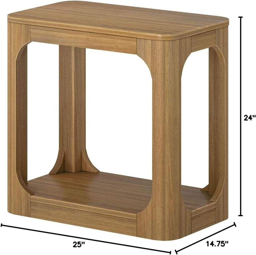 Plank+Beam Forma Rectangular Side Table, with Shelf, Pecan
