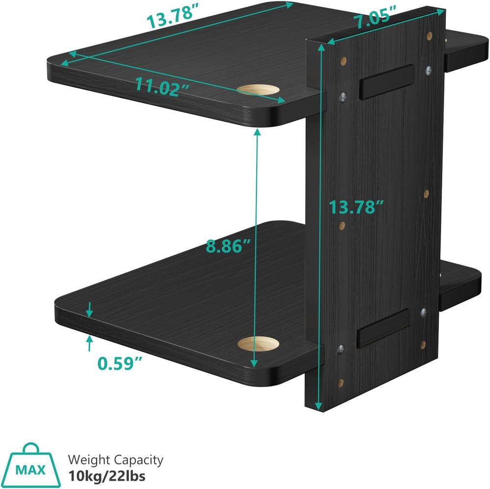 WALI 2 Tier Floating TV Wall Shelf for Projector, DVD Player