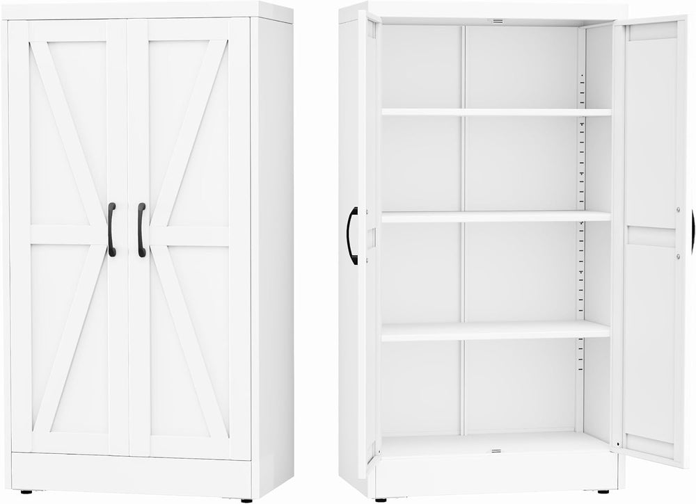 GAIOUS 43.3'' Tall Kitchen Pantry Cabinet, White Metal Storage Cabinet