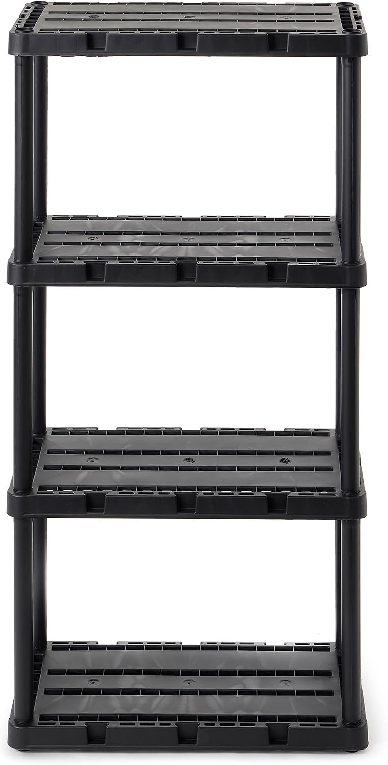 Gracious Living Knect-A-Shelf 4 Shelf Light Duty Storage Rack, Black
