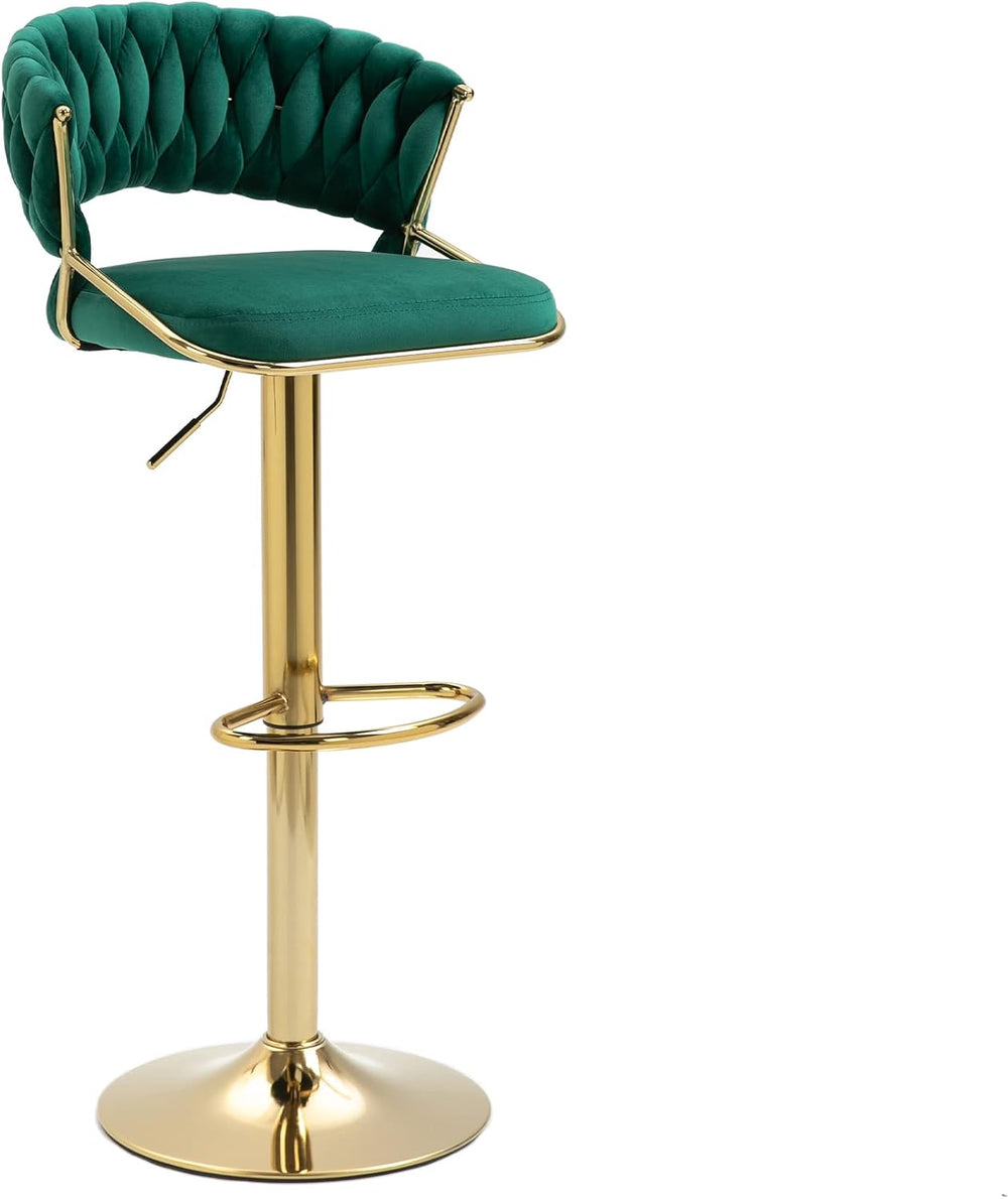 High Back Swivel Bar Stools Set of 2, Velvet Adjustable Gold Counter Barstool...