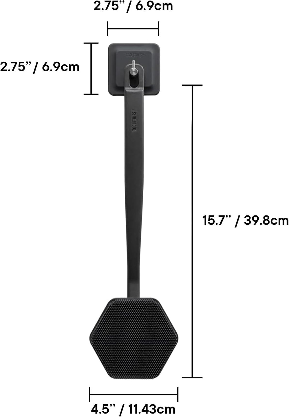 TOOLETRIES Silicone Back Scrubber for Shower with Hook - Charcoal