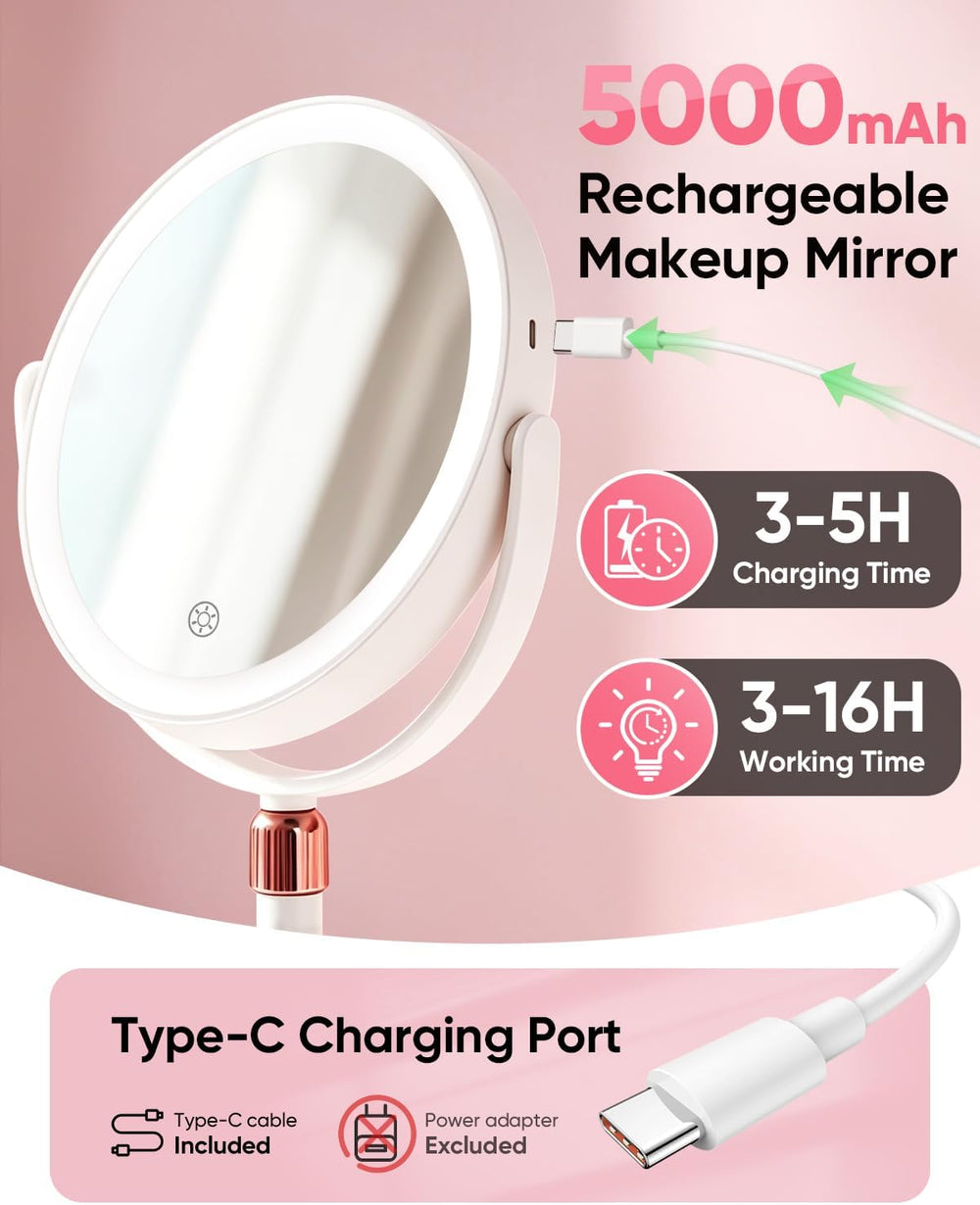8" Lighted Makeup Mirror with 30X/1X Magnifying Vanity Mirror