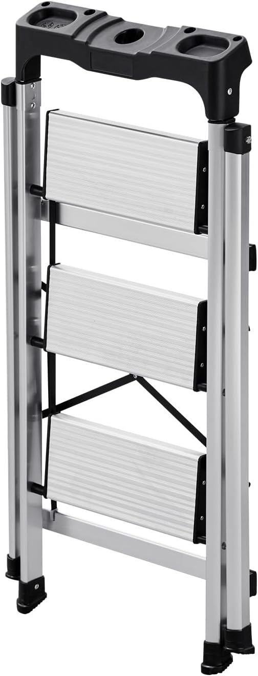 VEVOR 3 Step Ladder, Folding Step Stool with Wide Anti-Slip Pedal and Comfort...