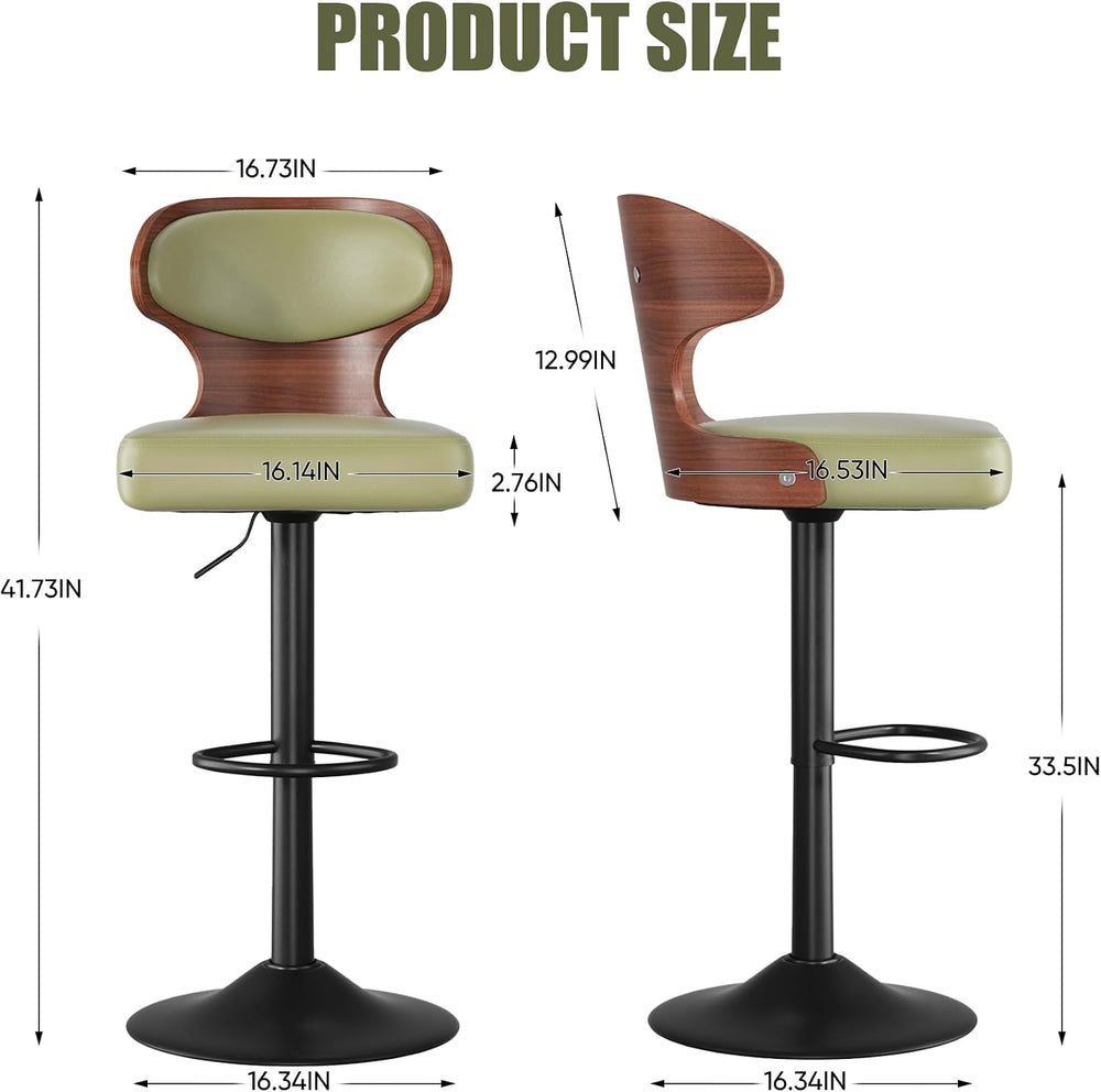 Swivel Bar Stools Set of 2,Adjustable Height Bentwood Barstools