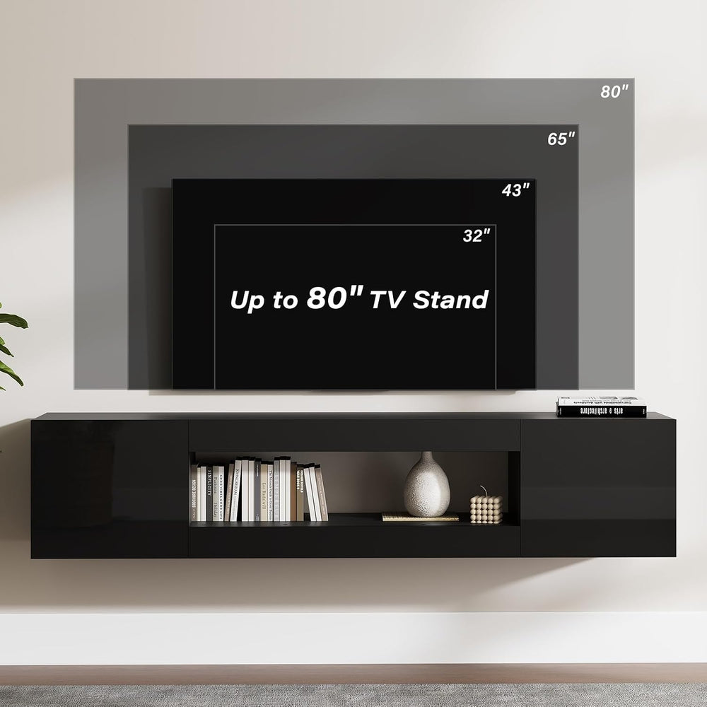 70" Floating TV Stand Wall Mounted with Storage for TVs Up to 80"
